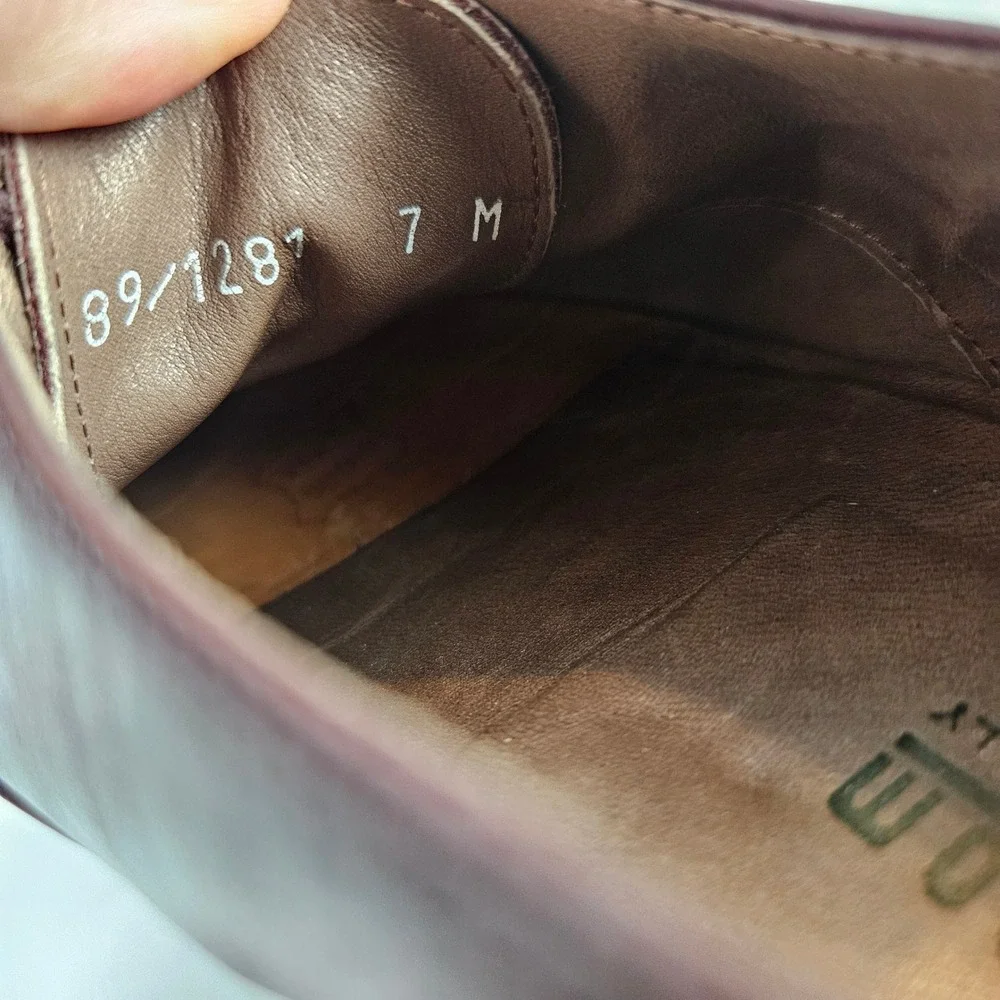 Nordstrom vintage made in italy‎ leather oxford loafers red burgundy women's 7m - Picture 9 of 9